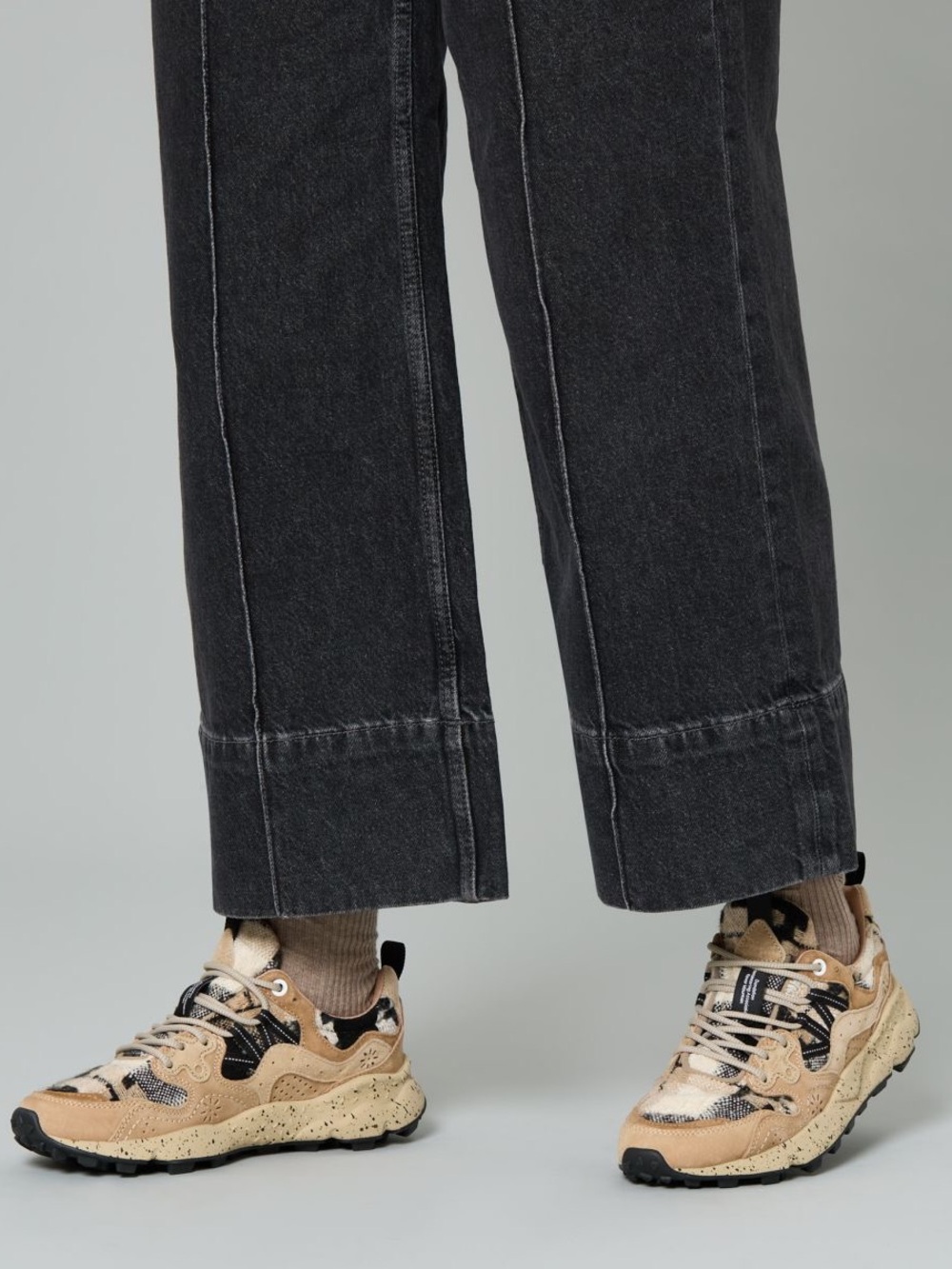 Beige and Black Women's Trail Sneakers - Picture 2 of 13